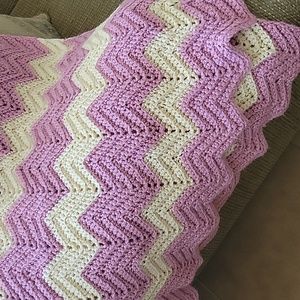 Pink and white chevron blanket vintage